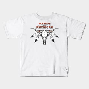 indian bull skull with feathers Kids T-Shirt